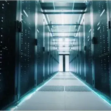Data centre aisle with server racks