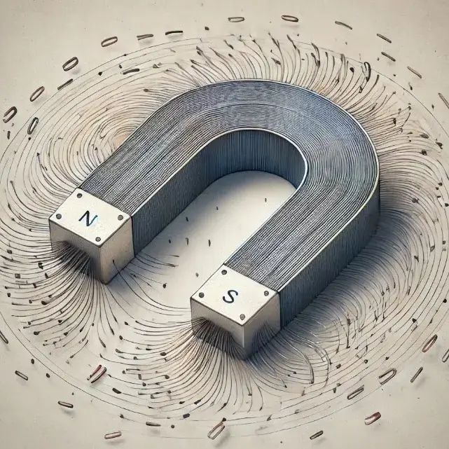 Magnet with a magnetic field, illustrating degaussing