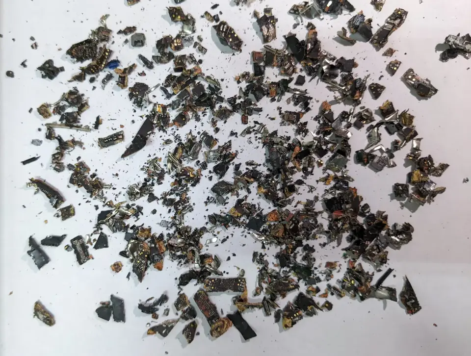 Storage media shredded into small fragments