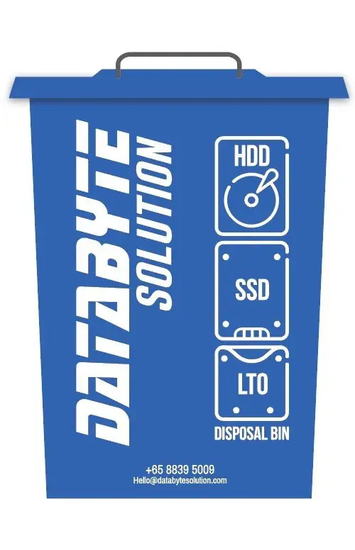 Databyte Solution secure disposal bin for HDD, SSD and LTO media