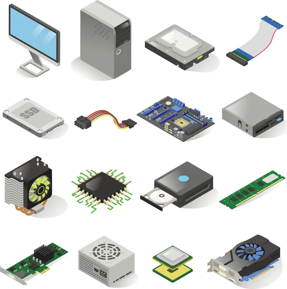 Types of IT equipment we handle: computers, drives, circuit boards and components
